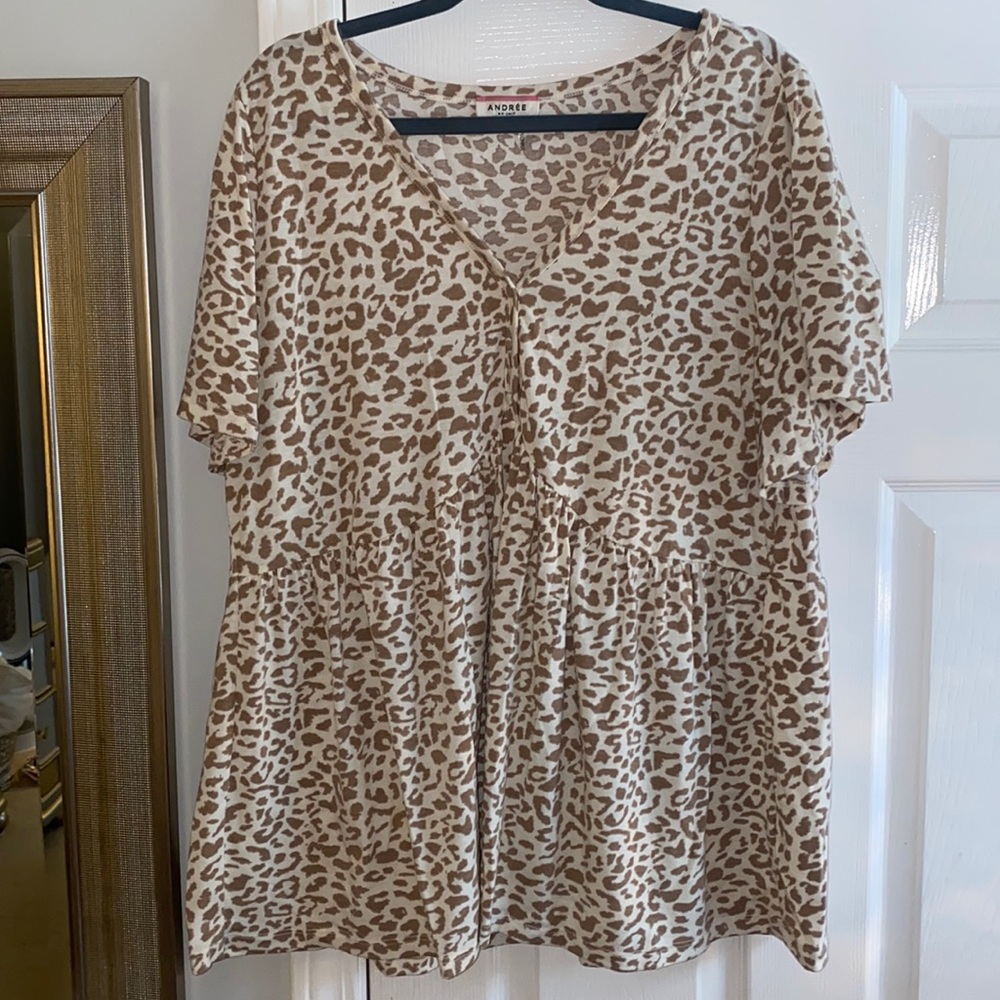 Super soft animal print baby doll style top